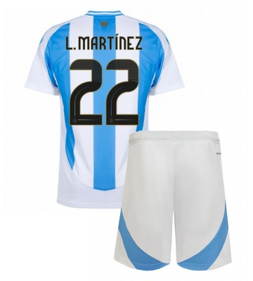 Argentina Lautaro Martinez #22 Hemmaställ Barn Copa America 2024 Kortärmad (+ Korta byxor)